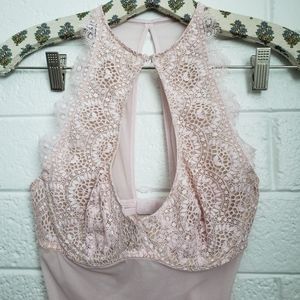 Felina Pink Mesh Neckline Bodysuit